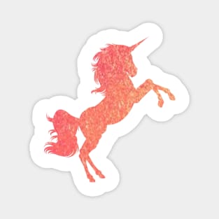 Orange Ombre Faux Glitter Unicorn Magnet