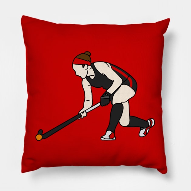 Field Hockey Player Red Pillow by Hydroxyl Design