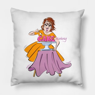 Cake Making in an orange dress Pillow