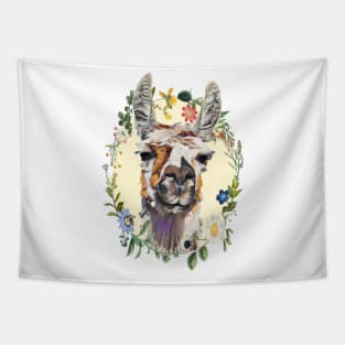 Llama -  Floral Tapestry