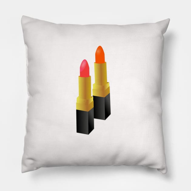 Lipstick Coral and Orange Pillow by CalliLetters