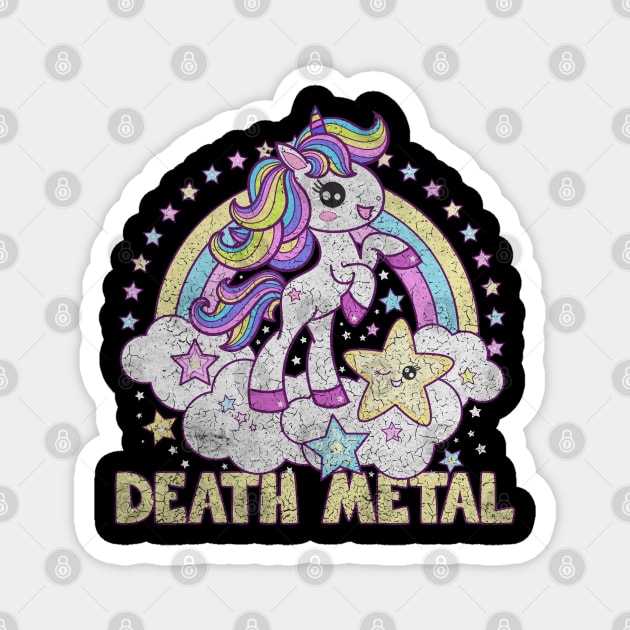 Death Metal - Unicorn Pony - Distressed Magnet by Barn Shirt USA