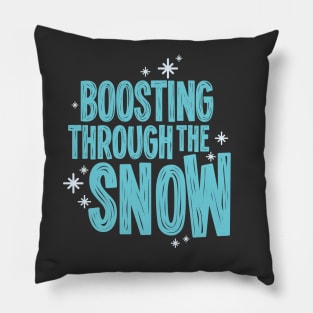 Boosting Through The Snow - Blue Pillow