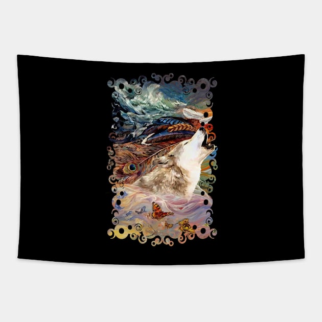 Wolf Spirit abstract Tapestry by Dezigner007