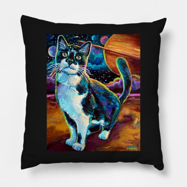 James Webb Telescope Space Cat by Robert Phelps Pillow by RobertPhelpsArt