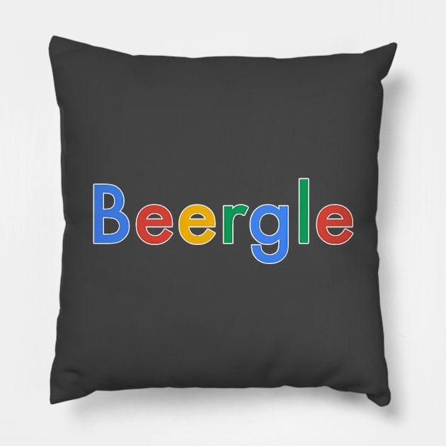 Beer Search Engine (White Outline) Pillow by PerzellBrewing