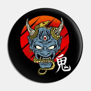 Japanese Demon Art Mask Devil Oni Harajuku T-Shirt Pin