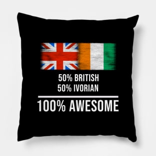 50% British 50% Ivorian 100% Awesome - Gift for Ivorian Heritage From Ivory Coast Pillow