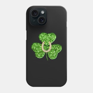 Faux Green Glitter Shamrock With A Horseshoe Phone Case