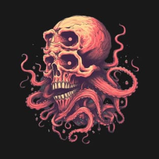 Octopus Tentacle Retro Skull T-Shirt