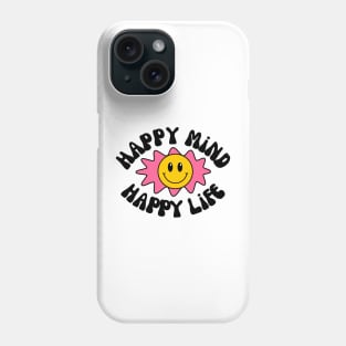 Retro Vintage Aesthetic "Happy Mind Happy Life" Smile Emoji Typography Phone Case