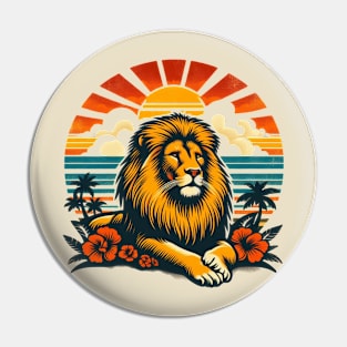 Majestic Lion Sunset Retreat - Tropical Paradise Pin