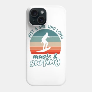 Women surfing girl surfboard vacation wave Phone Case