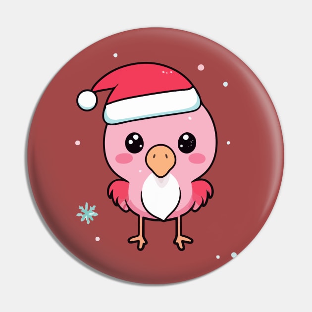 Kawaii Christmas Flamingo - Adorable Holiday Delight for Flamingo Lovers Pin by Rishirt