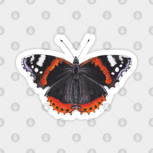 Red Admiral butterfly Magnet by WhileIWonder