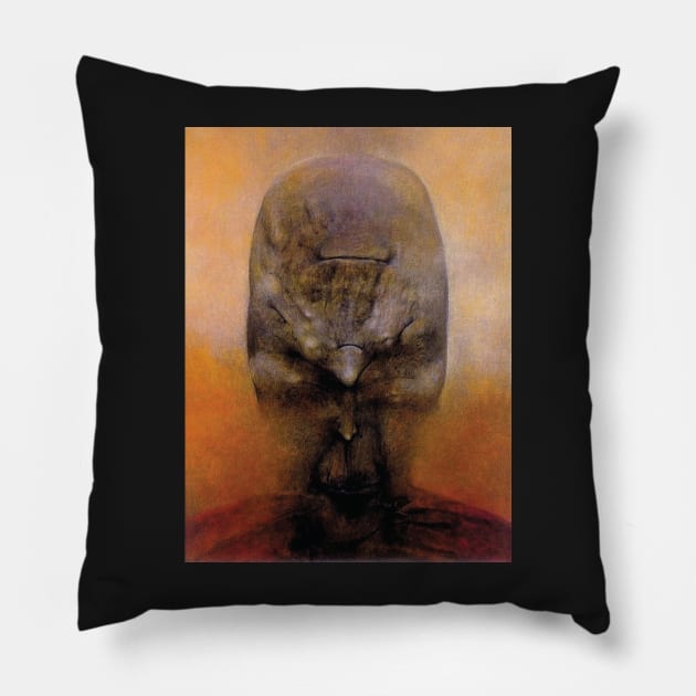 Zdzislaw Beksinski - artwork untitled Pillow by QualityArtFirst