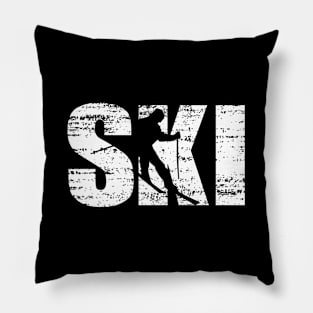 Distressed Skiing For Skiers Pillow