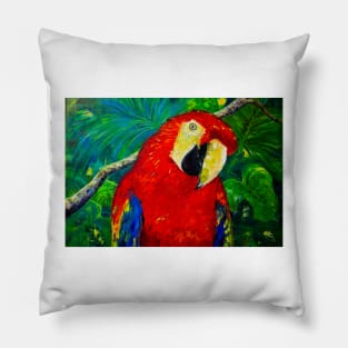 Macaw parrot in jungles Pillow