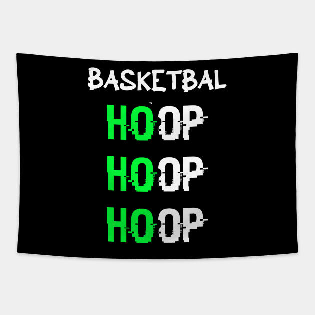 Basketball Ho Ho Ho Hoop Hoop Hoop Green Tapestry by MaystarUniverse