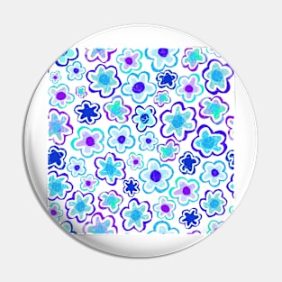 Blue and Purple Flowers Pin