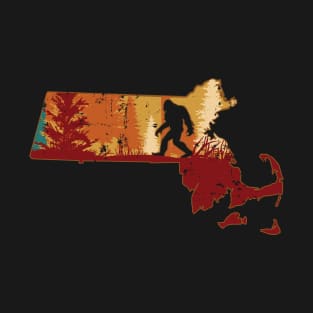 Bigfoot Retro Vintage Sasquatch Massachusetts T-Shirt