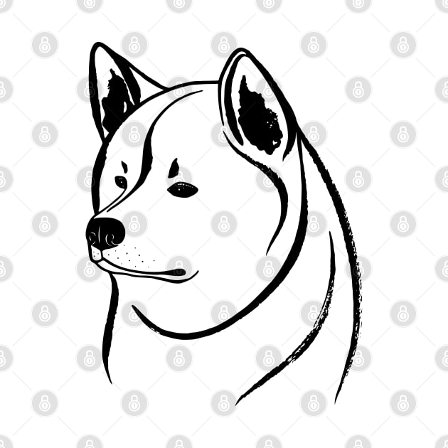 Akita Inu (Black and White) by illucalliart