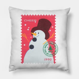 Vintage Stamp: Festive Snowman Pillow