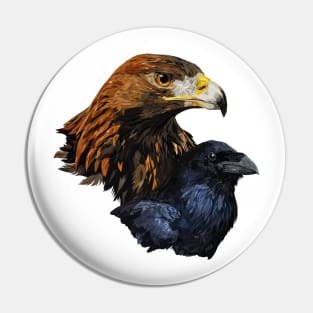 Raven and Eagle Pin