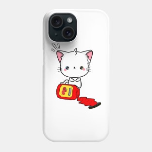 Angora Cat Spilled a bottle of ketchup Phone Case