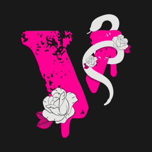 V - Viti Snake pink flowers T-Shirt