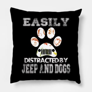 Easily Distracted Jeeps And Dogs Funny Jeep Men/Women/Kid Jeeps Pillow