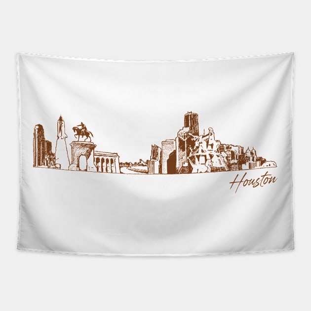 Houston hand drawn skyline Tapestry by SerenityByAlex