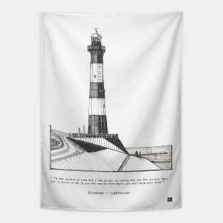 Breskens Lighthouse Netherlands Nieuwe Sluis Pen and Ink Illustration Tapestry