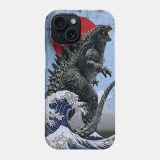 Godzilla and the Wave Blue - Rough Phone Case