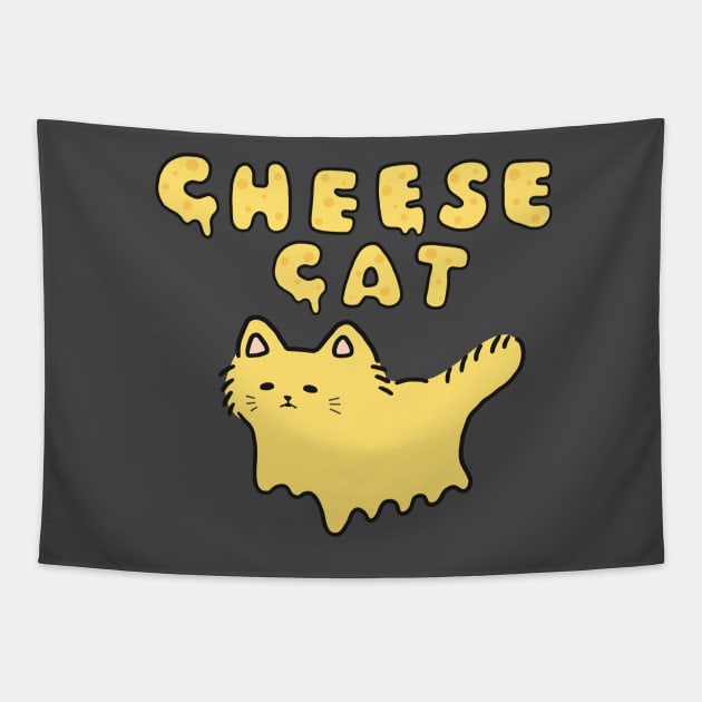 Cheese Cat Neko Kawaii Melting Cat Meme Logo Art Tapestry by Marinaaa010