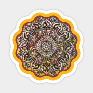 Digital Fluid Art Design from Original Flip Cup Technique - Colorful Mandala Magnet