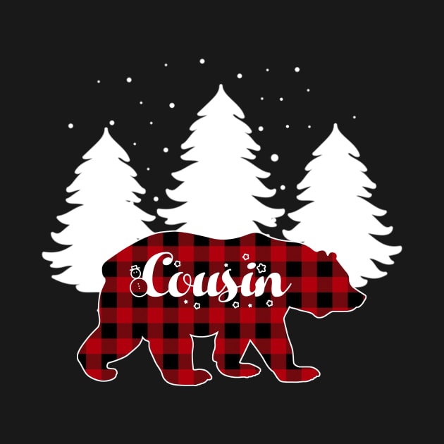 Buffalo Red Plaid Cousin Bear Matching Family Christmas by Kagina