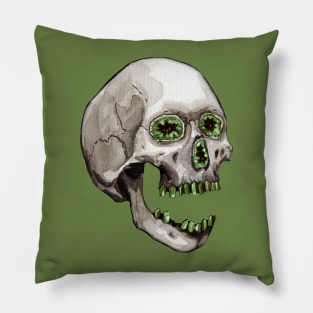 Jade Geode Crystal Skull Pillow