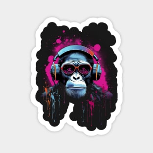 Colorful Chimpanzee 2D Ink and Paint Splashes - Street Art Graffiti Style Print Magnet