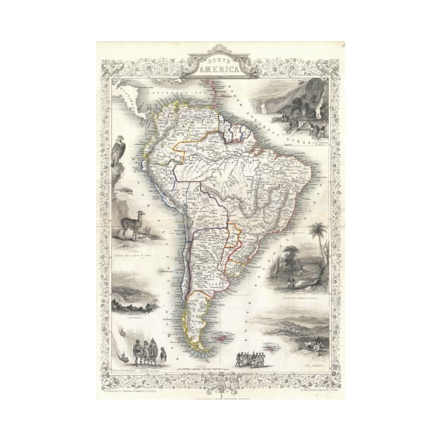 Vintage Map of South America (1850) by Bravuramedia