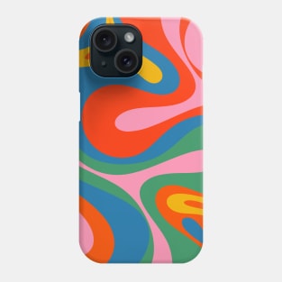 Mod Swirl Retro Abstract Pattern in Rainbow Pop Colors Phone Case