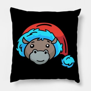 Christmas Jungle Face Hippo Pillow