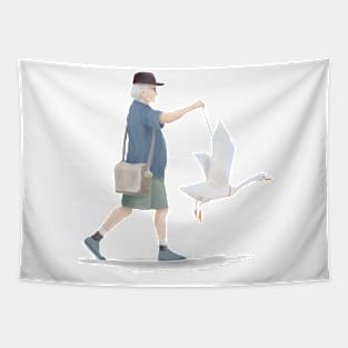 遛鹅人goose walker Tapestry