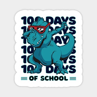 100 Days of school typography featuring a T-rex dino Dabbing #2 Magnet