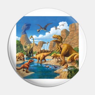 Dinosaurs drink in the river Pin