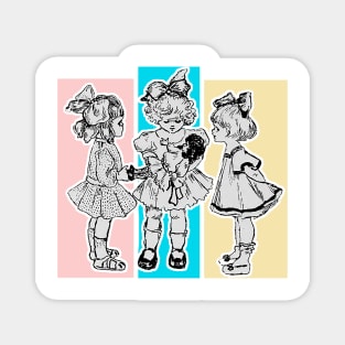 Little girls playing with dolls Magnet