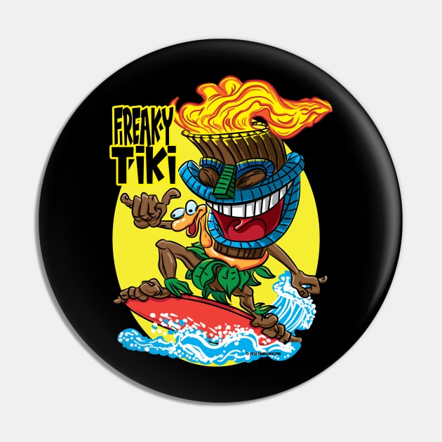 Freaky Tiki Surfer Pin by eShirtLabs
