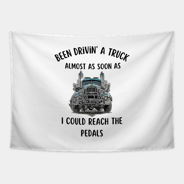 Truck Trucking Country Road Farmer Agriculture Vintage Tapestry by Flowering Away