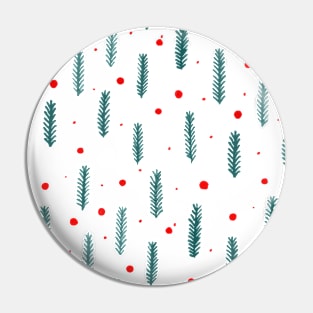 Christmas branches and dots - teal and red Pin