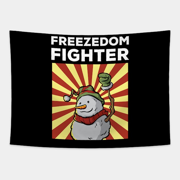 Vintage Snowman Freezedom Fighter Pun Resist Revolution Tapestry by TellingTales